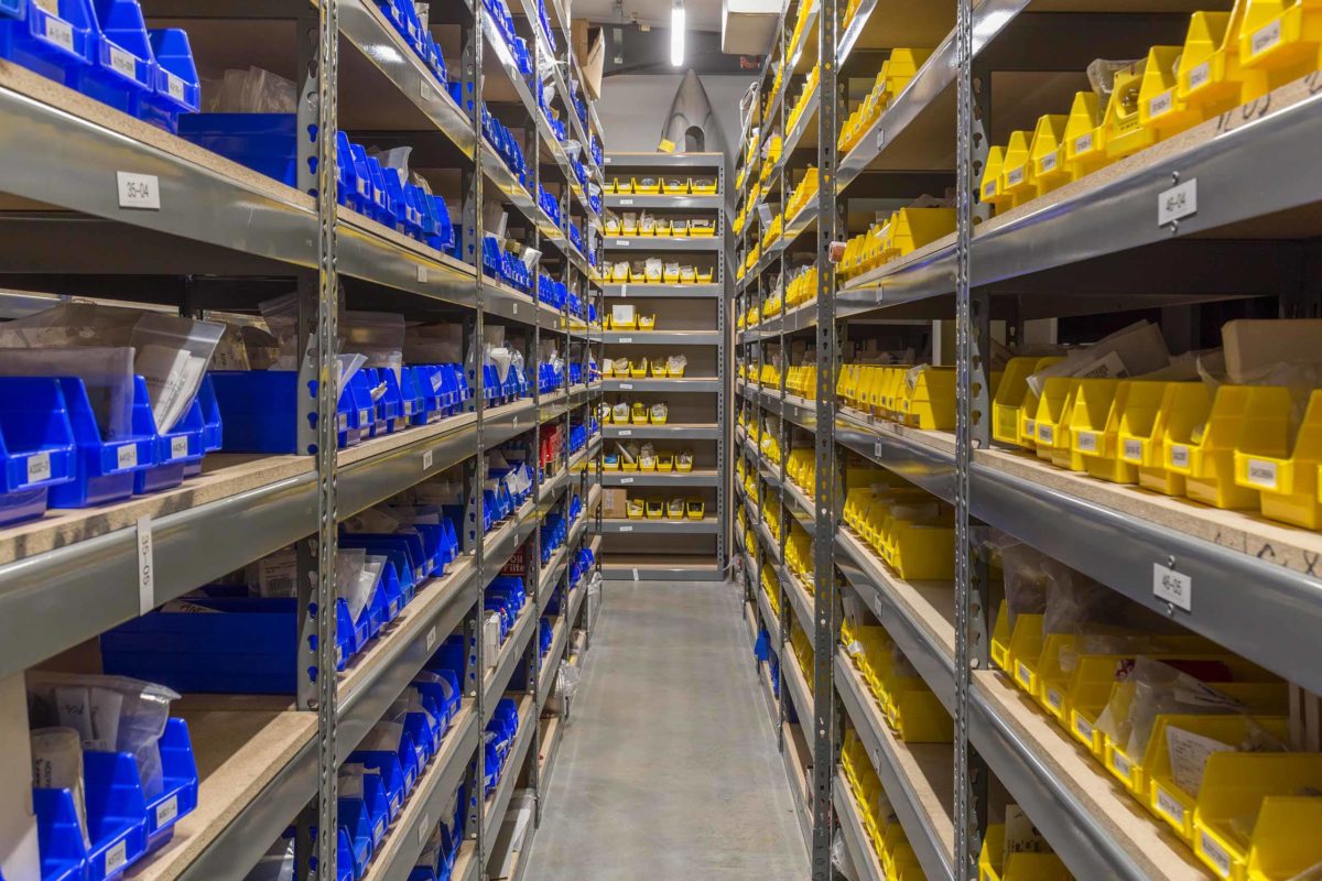 Aerospace parts shelves